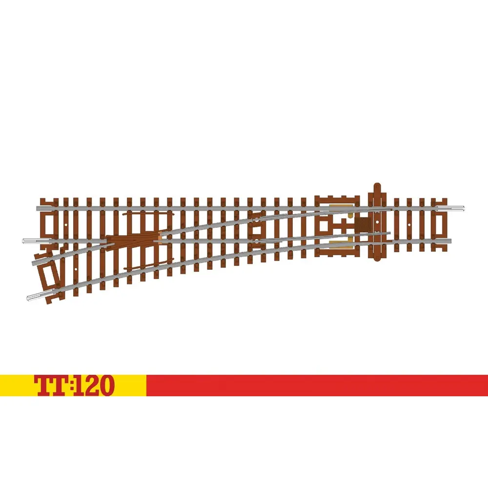Aiguillage à gauche 166 mm 15° 631 mm - Hornby TT8008 - 1/120