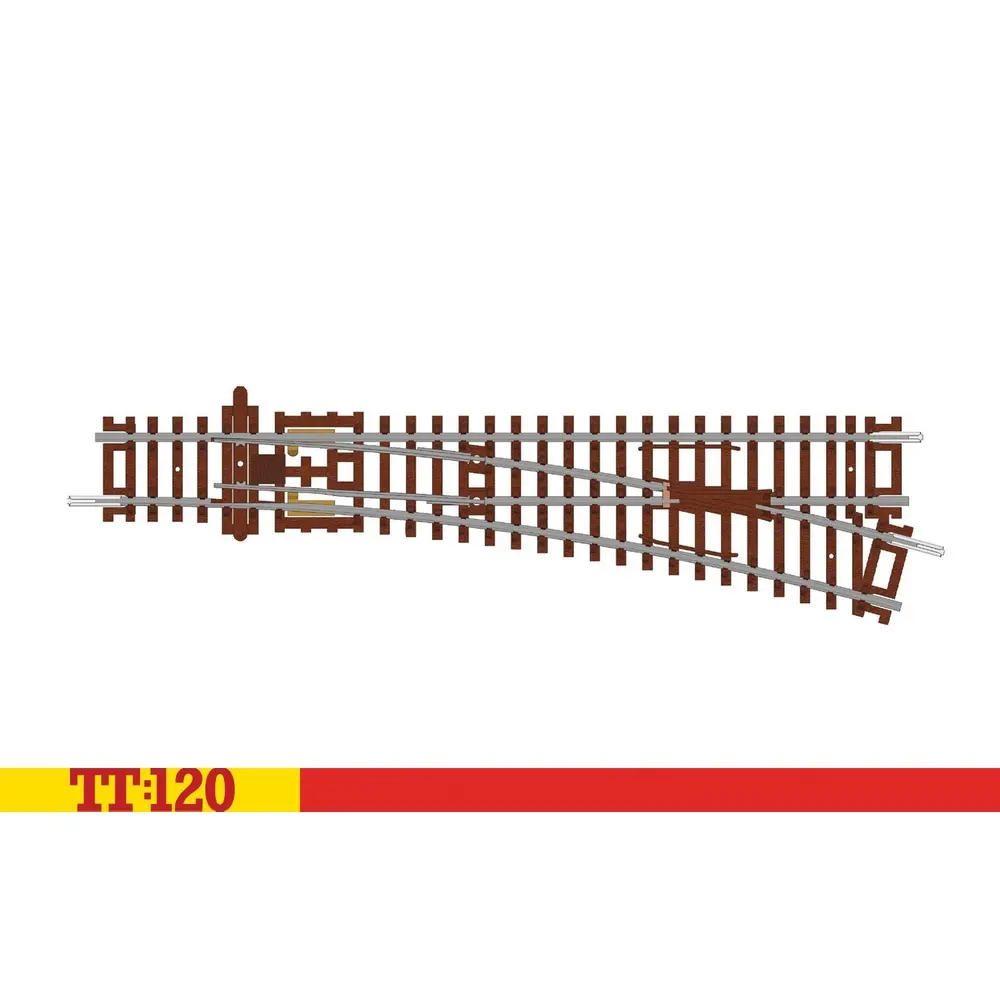 Aiguillage à droite 166 mm 15° 631 mm - Hornby TT8009 - 1/120
