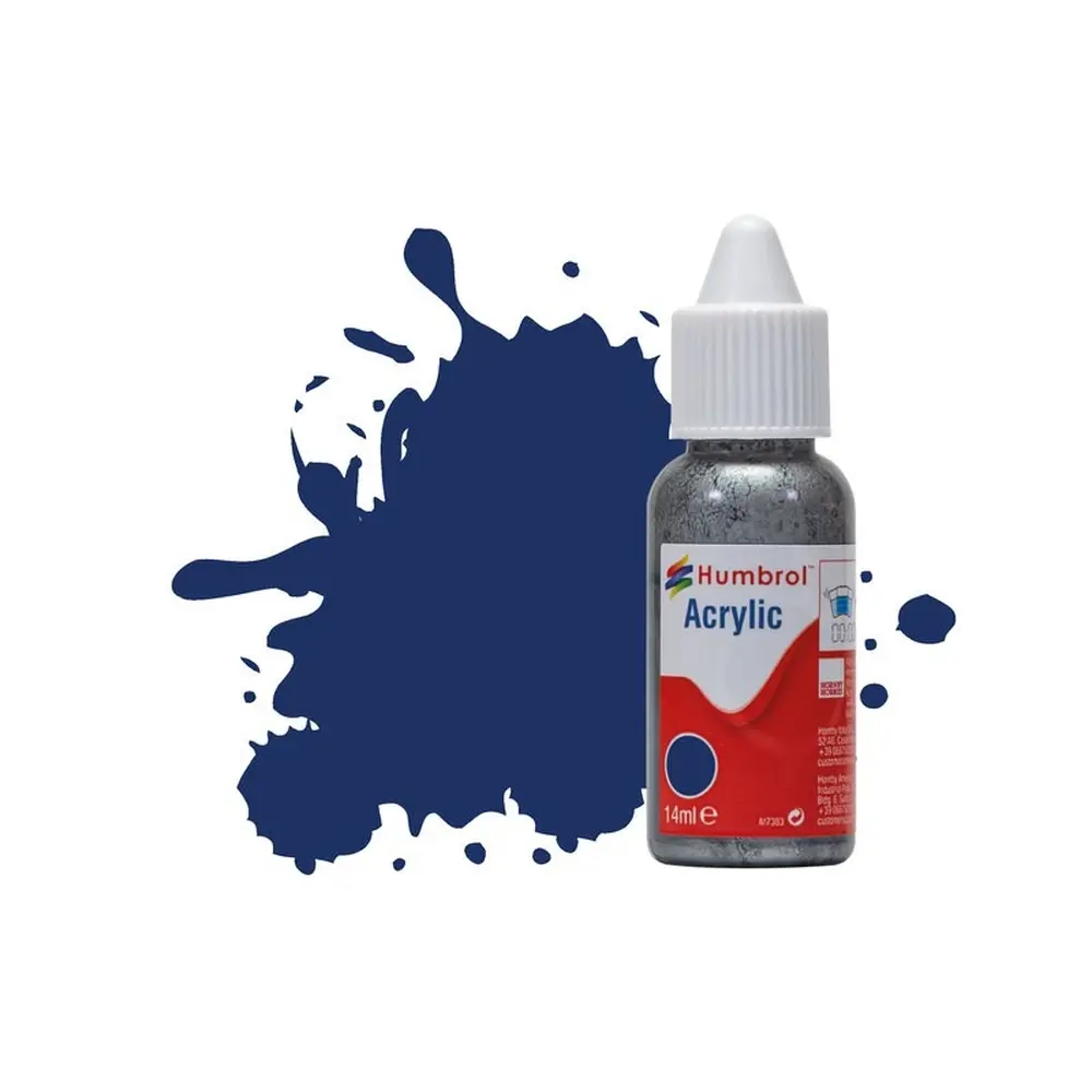 Peinture acrylique n°15 - couleur Bleu Nuit Brillante HUMBROL DB0015 | 14 mL