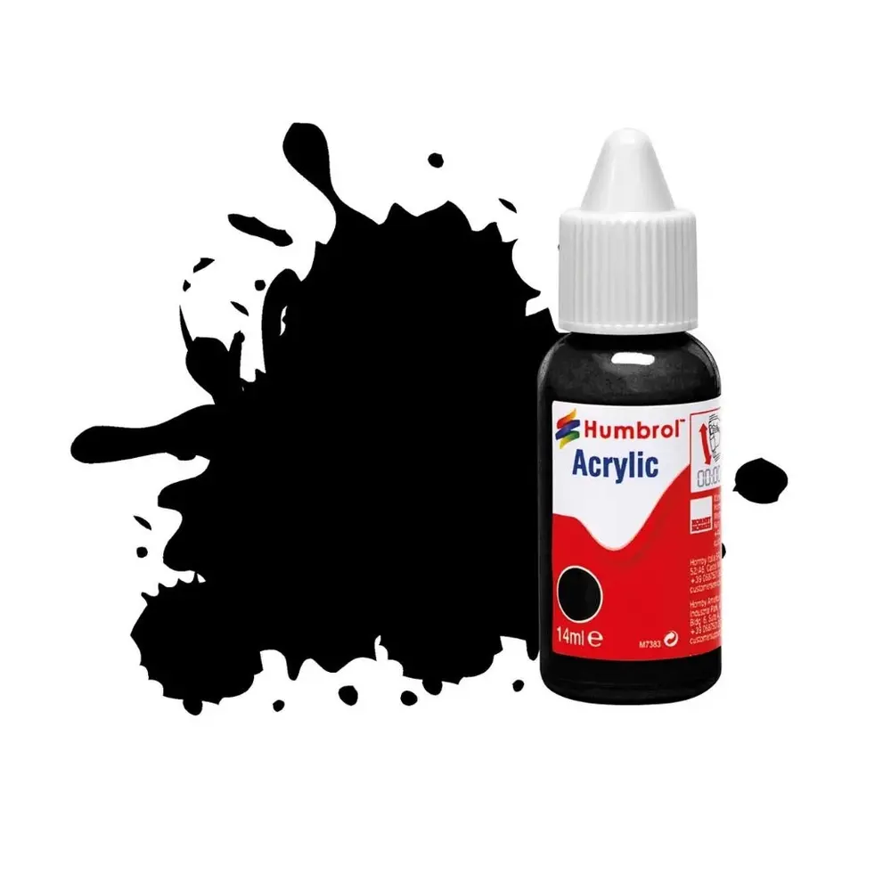 Peinture acrylique n°21 - Noir - Brillant - Humbrol DB0021 - 14 mL