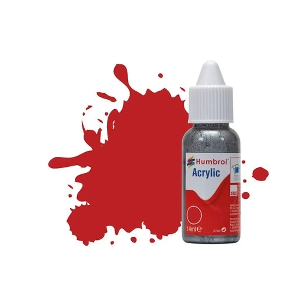 Peinture acrylique n°60 - couleur Rouge scarlet MAT HUMBROL DB0060 | 14 mL