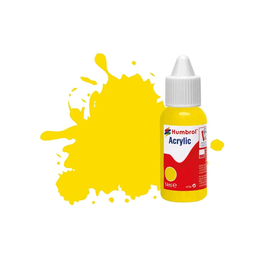 Peinture acrylique n°69 - couleur jaune BRILLANT HUMBROL DB0069 - 14 mL