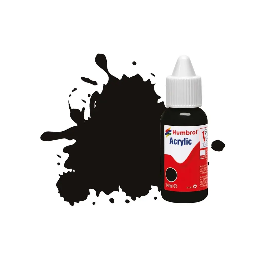 Peinture acrylique n°85 - couleur noir SATIN HUMBROL DB0085 - 14 mL