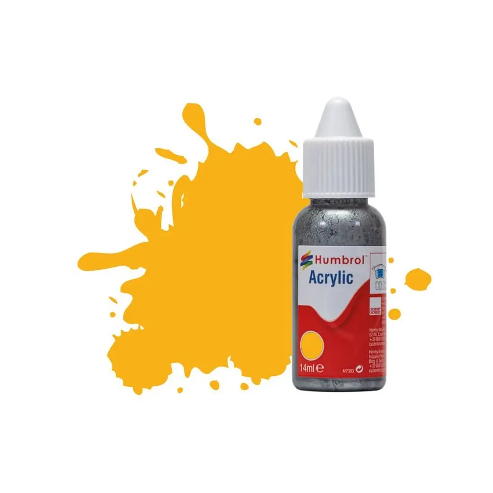 Peinture acrylique n°154 - couleur jaune insigne MAT HUMBROL DB0154 | 14 mL