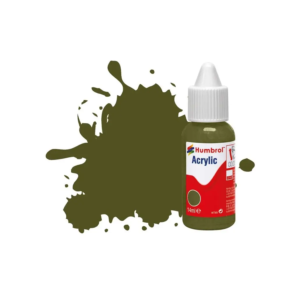 Peinture acrylique n°155 - couleur vert olive terne MAT HUMBROL DB0155 - 14 mL