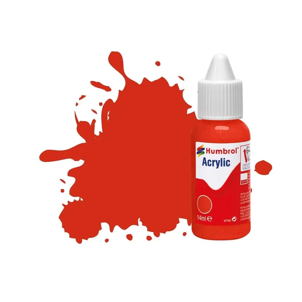 Peinture acrylique n°174 - Rouge sécurité - Satin - Humbrol DB0174 - 14 mL
