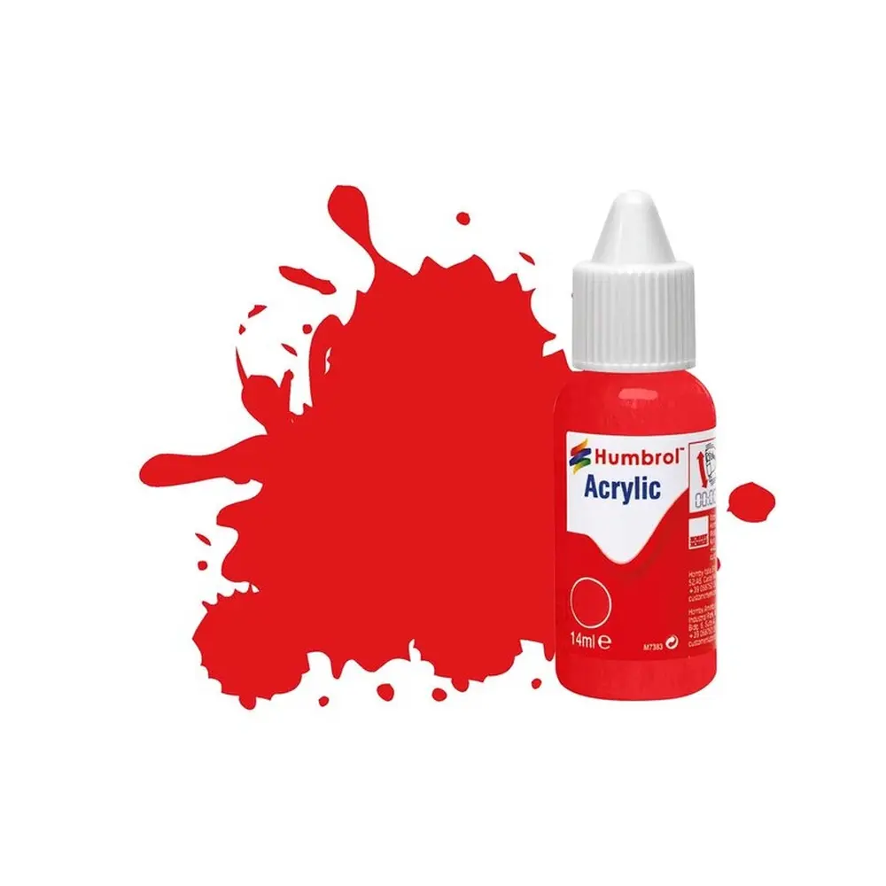 Peinture acrylique n°209 - couleur rouge feu BRILLANT HUMBROL DB0209 | 14 mL