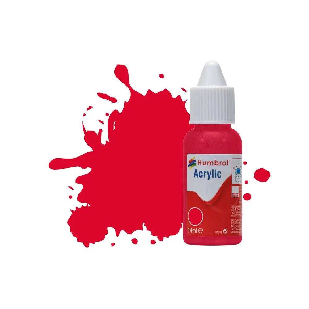 Peinture acrylique n°238 - couleur rouge vif BRILLANT HUMBROL DB0238 - 14 mL