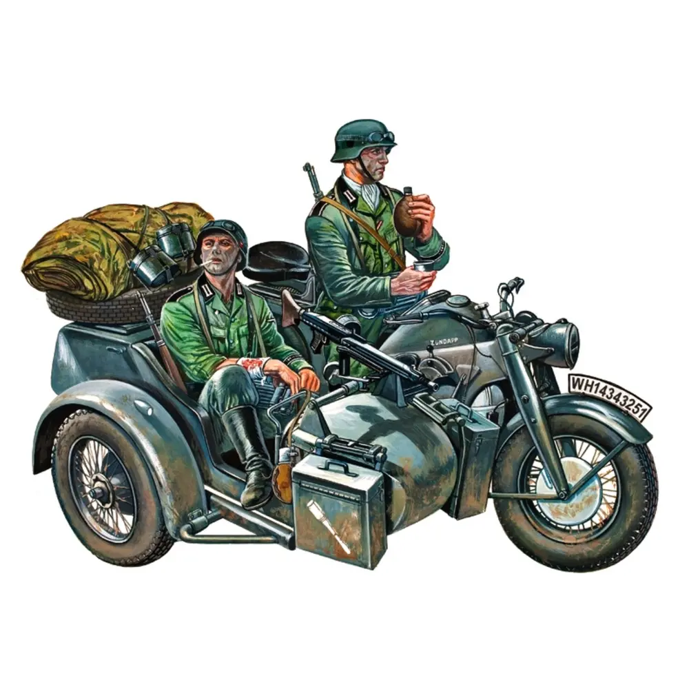 Véhicule militaire Zundapp Ks750 avec side-car - ITALERI 317 - 1/35 - 66 mm