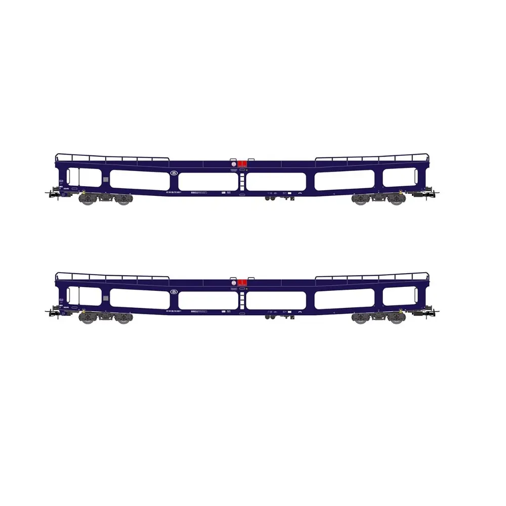 Coffret de 2 wagons de transport automobiles DD DEV 66 - Jouef HJ4190 - SNCB - EP V - 2R