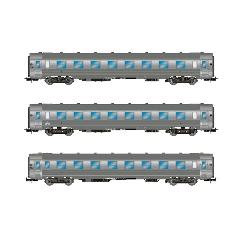 Coffret de 3 voitures DEV Inox - Jouef HJ4174 - SNCF - EP III - 2R