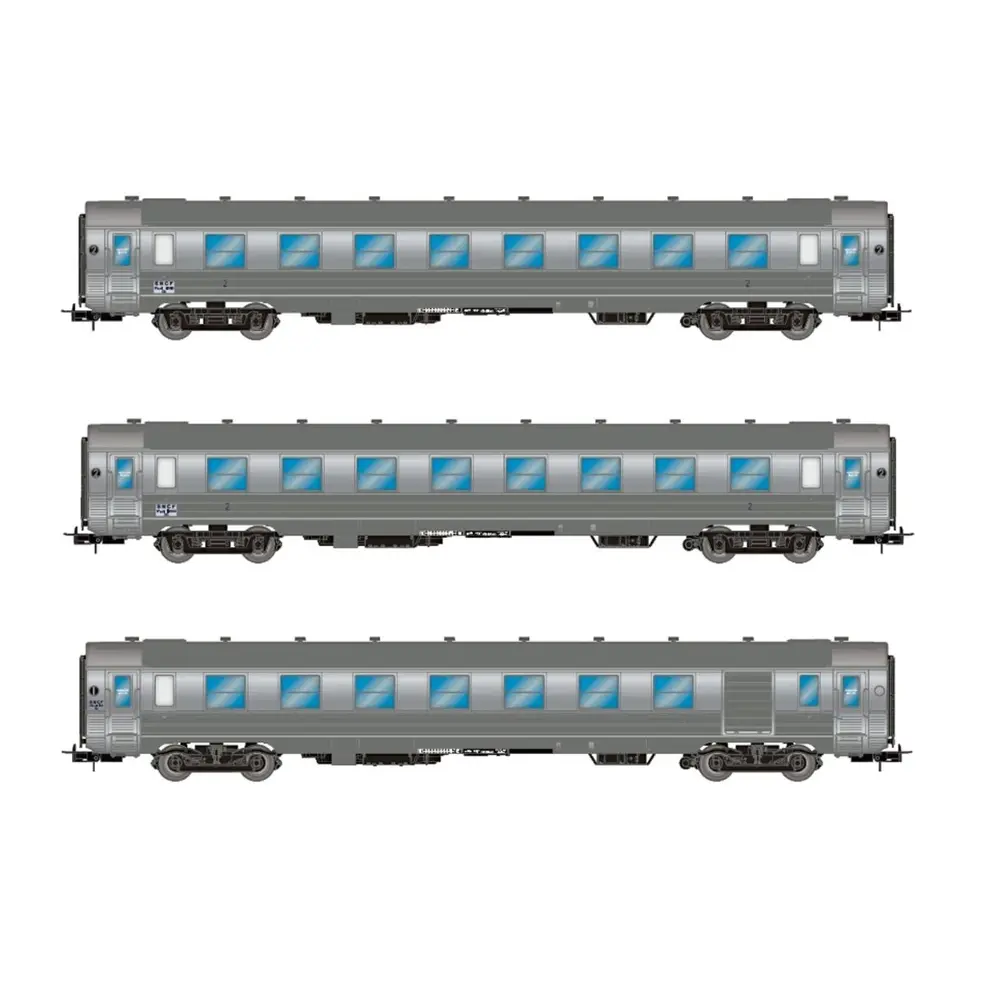 Coffret de 3 voitures DEV Inox - Jouef HJ4175 - SNCF - EP III - 2R