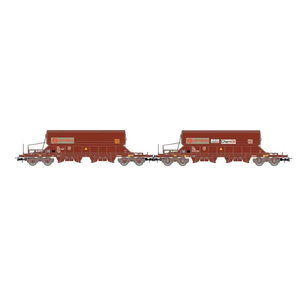 Coffret de deux wagons trémies F-ERSA "Ermewa Chemoil" - Jouef HJ6228 - HO 1/87 - SNCF - EP VI - 2R