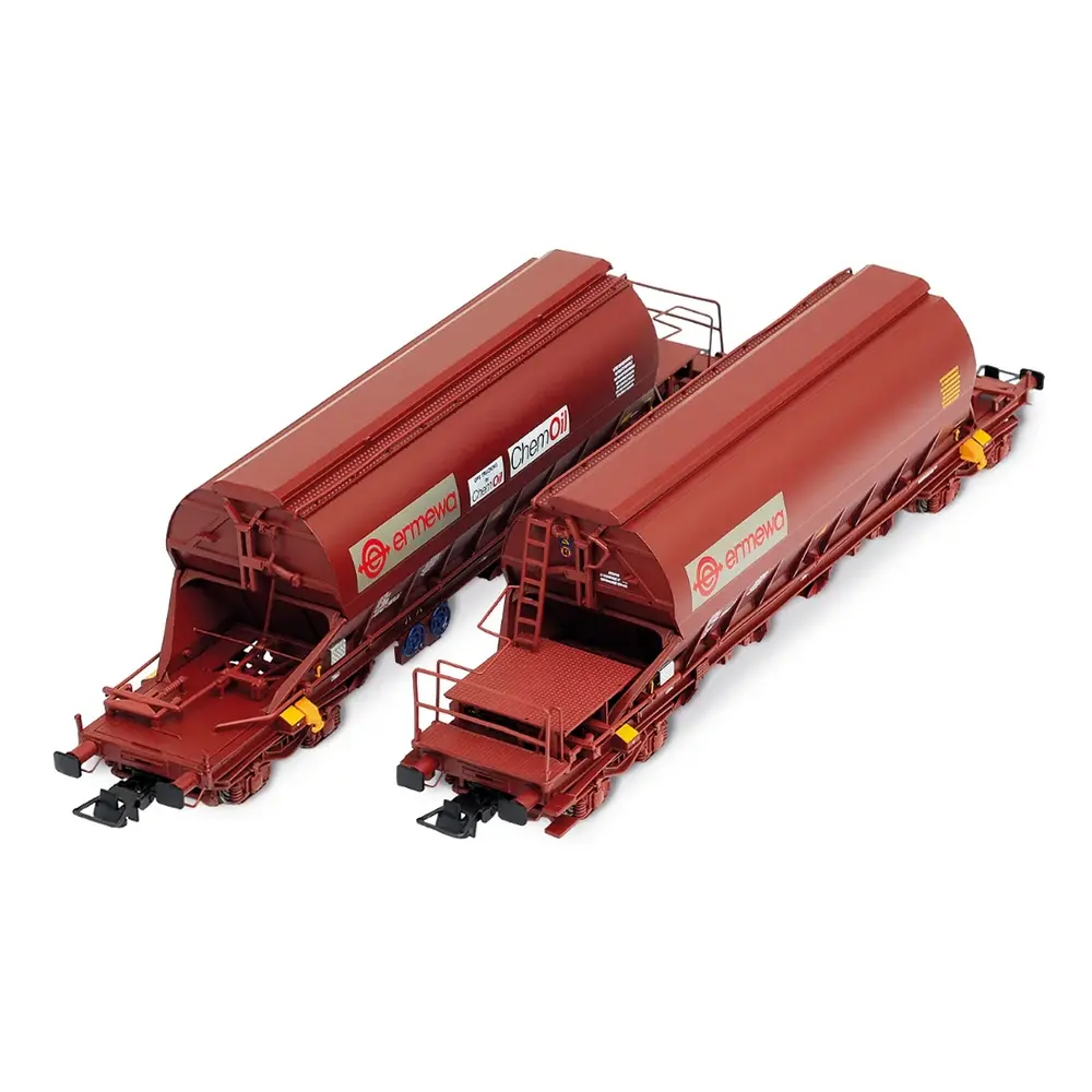 Coffret de deux wagons trémies F-ERSA "Ermewa Chemoil" - Jouef HJ6228 - HO 1/87 - SNCF - Ep VI - 2R