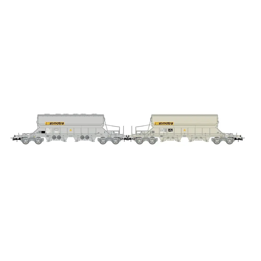 Coffret de deux wagons trémies Simotra - Jouef HJ6229 - HO 1/87 - SNCF - EP V