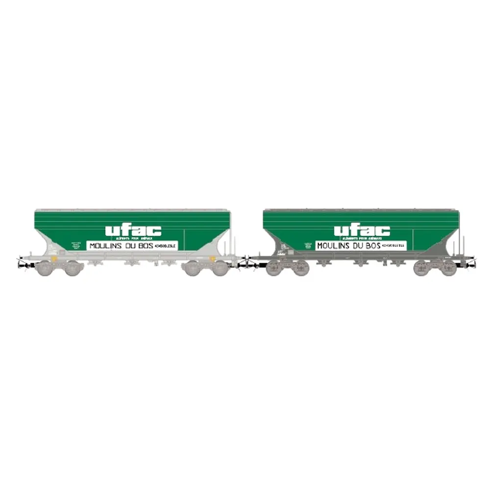 Coffret de 2 Wagons Trémies UFAC - JOUEF HJ6281 - HO 1/87 - SNCF - EP IV