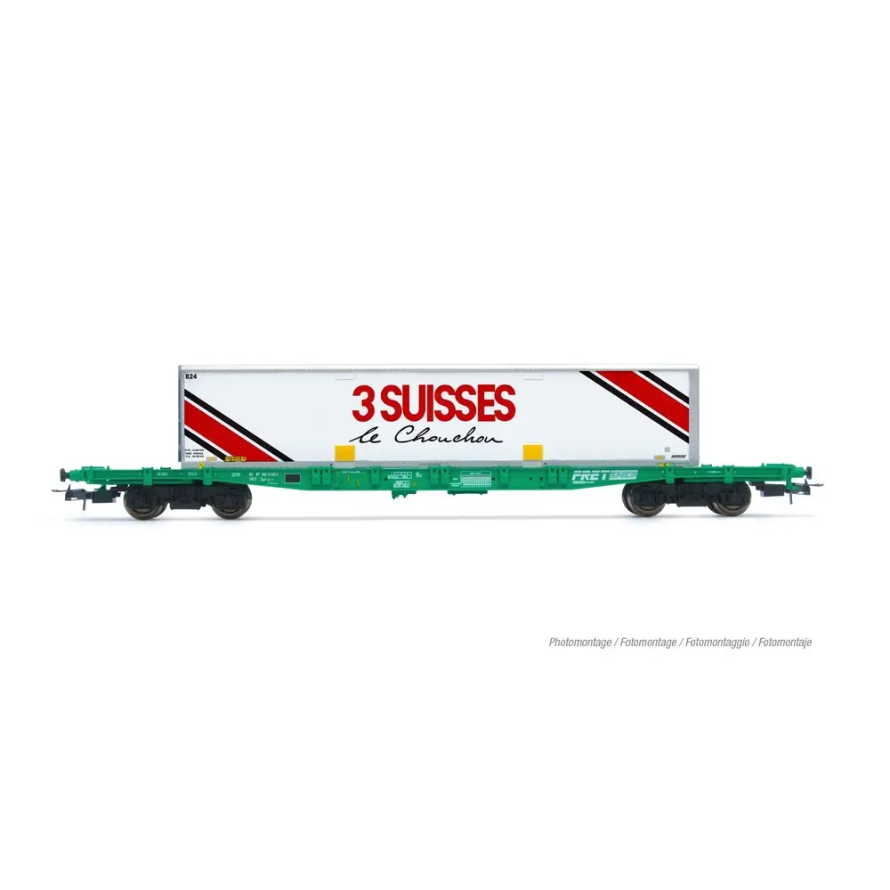 Wagon porte-conteneurs type S70 "3 suisses" - JOUEF HJ6277 - SNCF - HO 1/87 - EP. IV - 2R