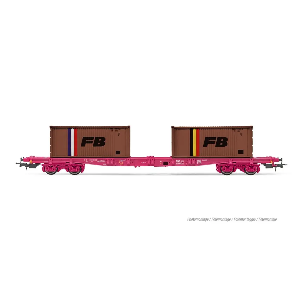 Wagon porte-conteneurs type S70 "FB" - JOUEF HJ6278 - SNCF - HO 1/87 - EP. IV - 2R