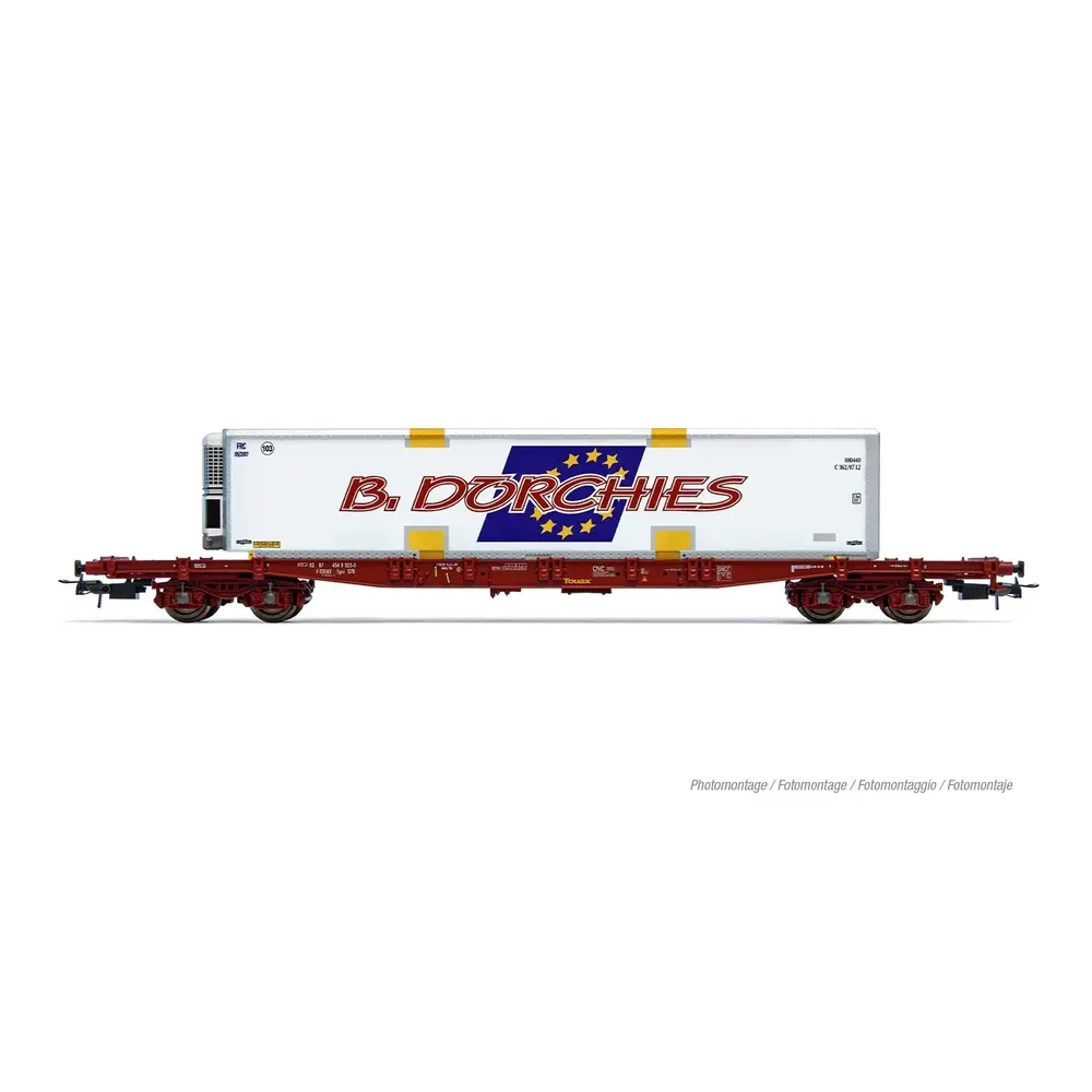 Wagon porte-conteneurs type S70 TOUAX "B. Dorchies" - JOUEF HJ6279 - Privée - HO 1/87 - EP. VI - 2R