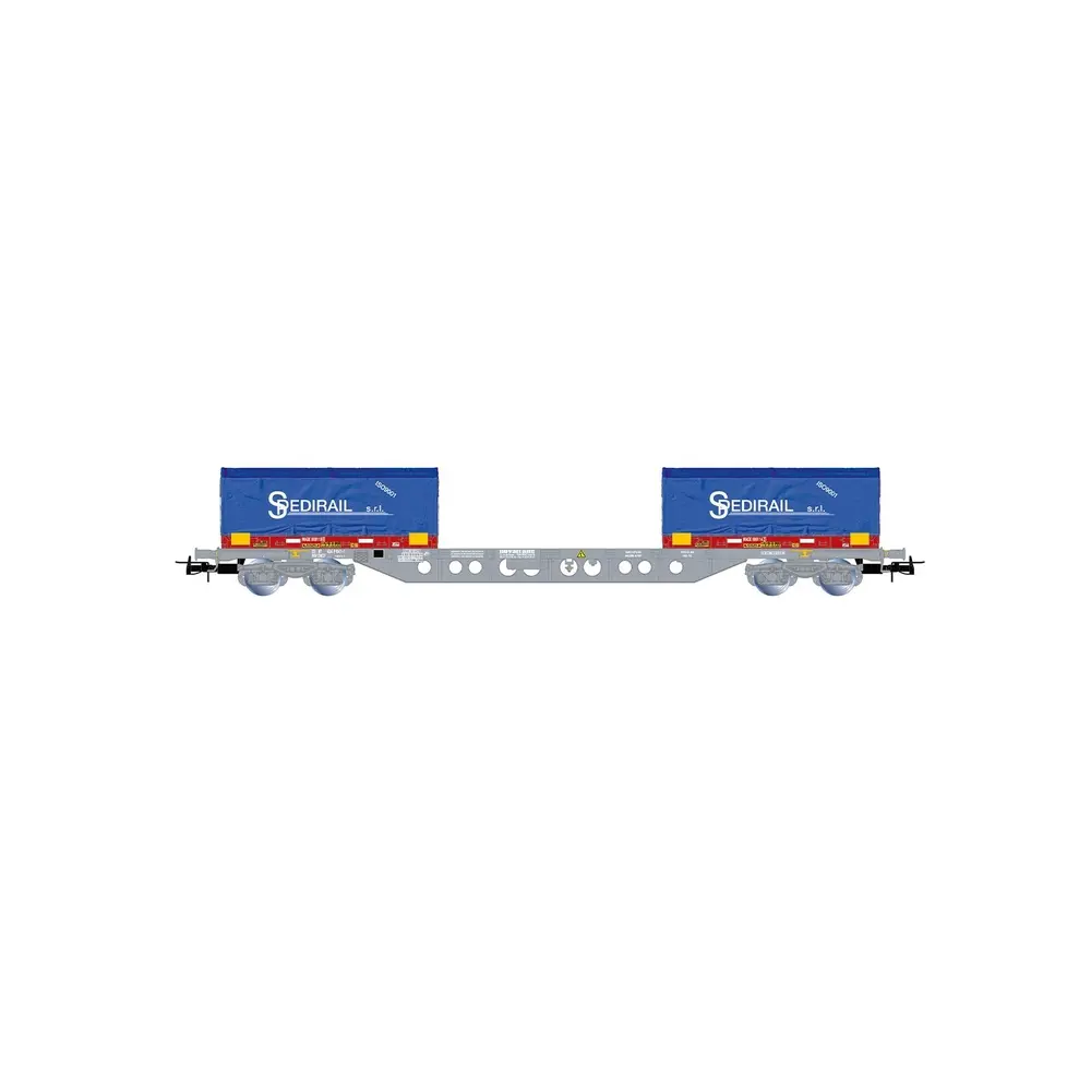 Wagon porte-conteneurs type Novatrans Sgss avec conteneurs "Spedirail" - JOUEF HJ6303 - SNCF - HO 1/87 - EP. V - 2R