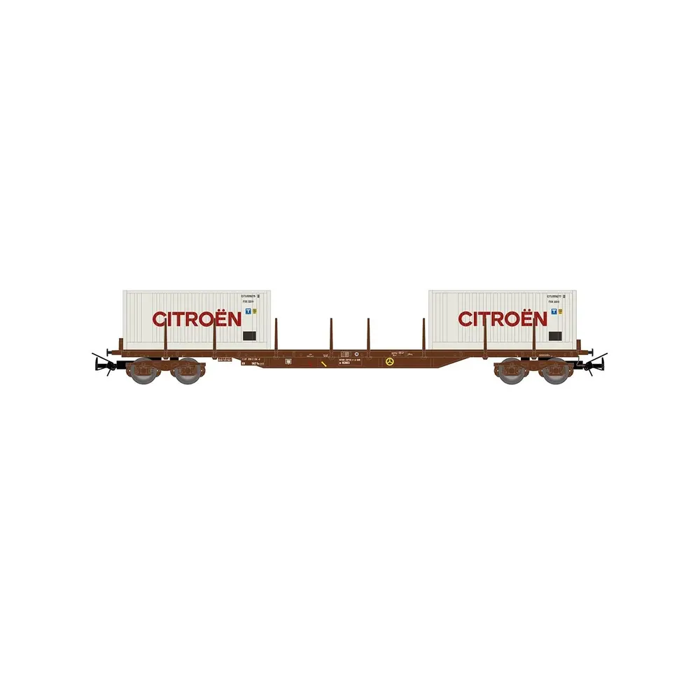 Wagon plat type Rs avec conteneurs "Citroen" - Jouef HJ6310 - SNCF - HO 1/87 - EP. IV - 2R
