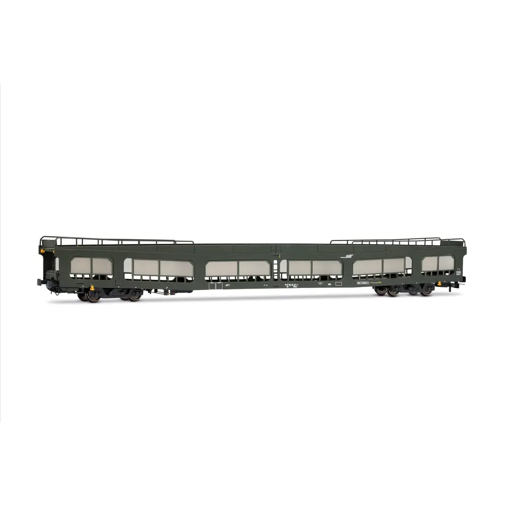 Wagon porte-autos DD DEV 66 vert avec parois de protection semi-transparentes, logo “Casquette” - Jouef HJS4211 - HO 1/87 - SNCF - Ep V - 2R