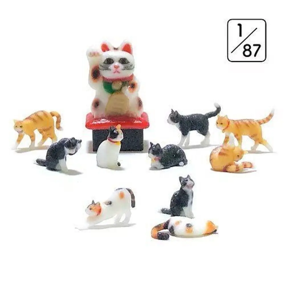 Lot de 10 Chats Japonais & 1 statue - KATO 6-603 - HO 1/87