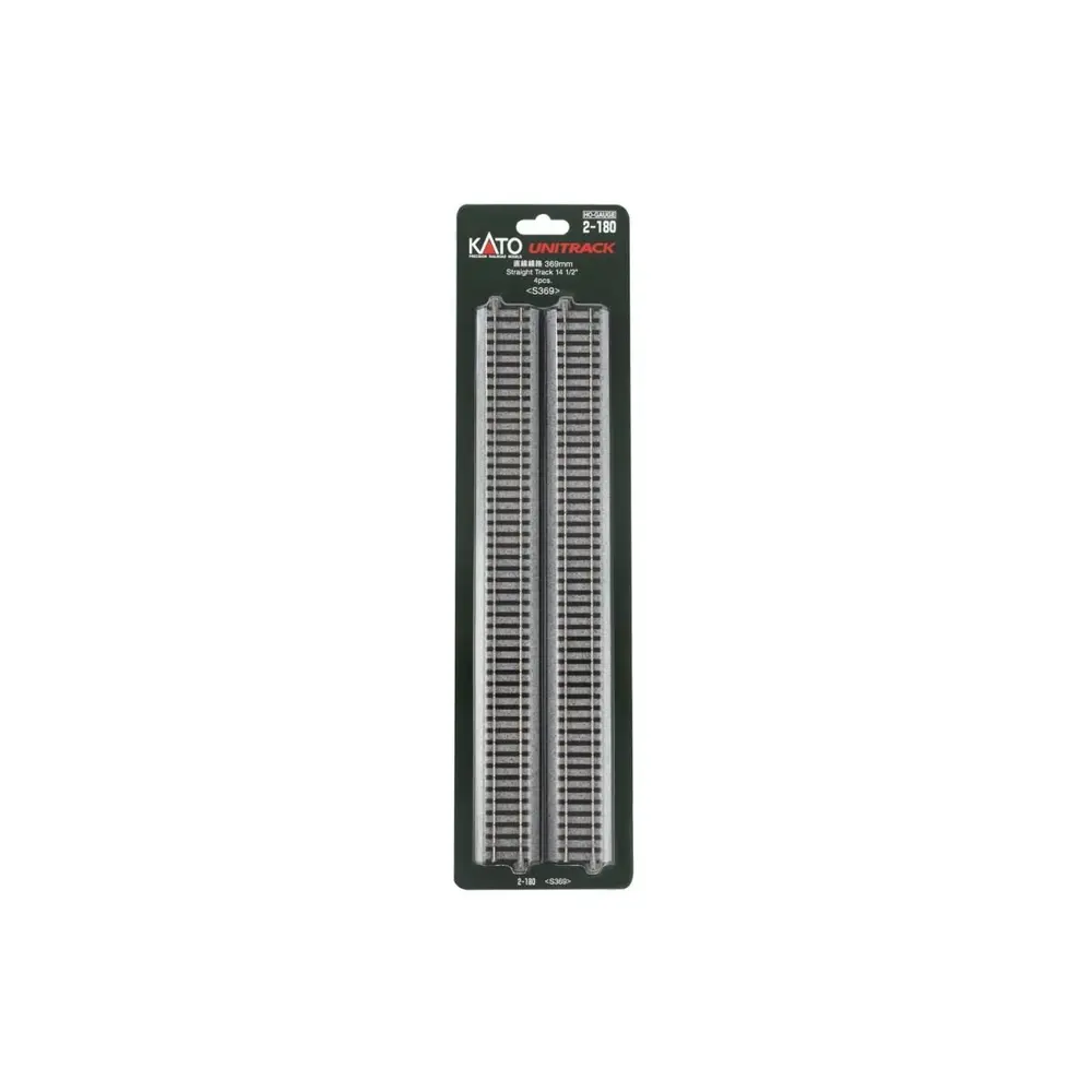 4 rails droits - 369 mm - Kato 2-180 - HO 1/87