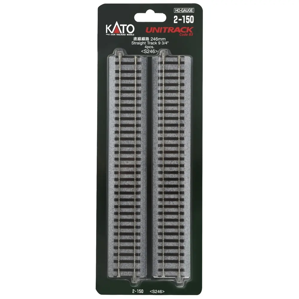 4 rails droits - 246mm - Kato 2-150 - HO 1/87