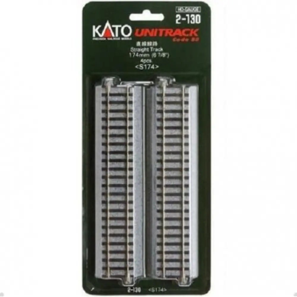 4 rails droits - Kato 2-130 - 174 mm - HO 1/87