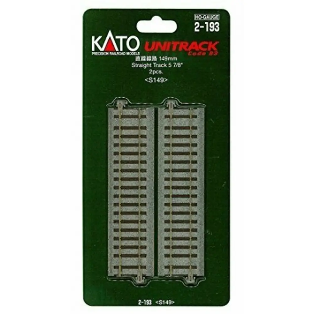 2 rails droits - 149mm - Kato 2-193 - HO 1/87