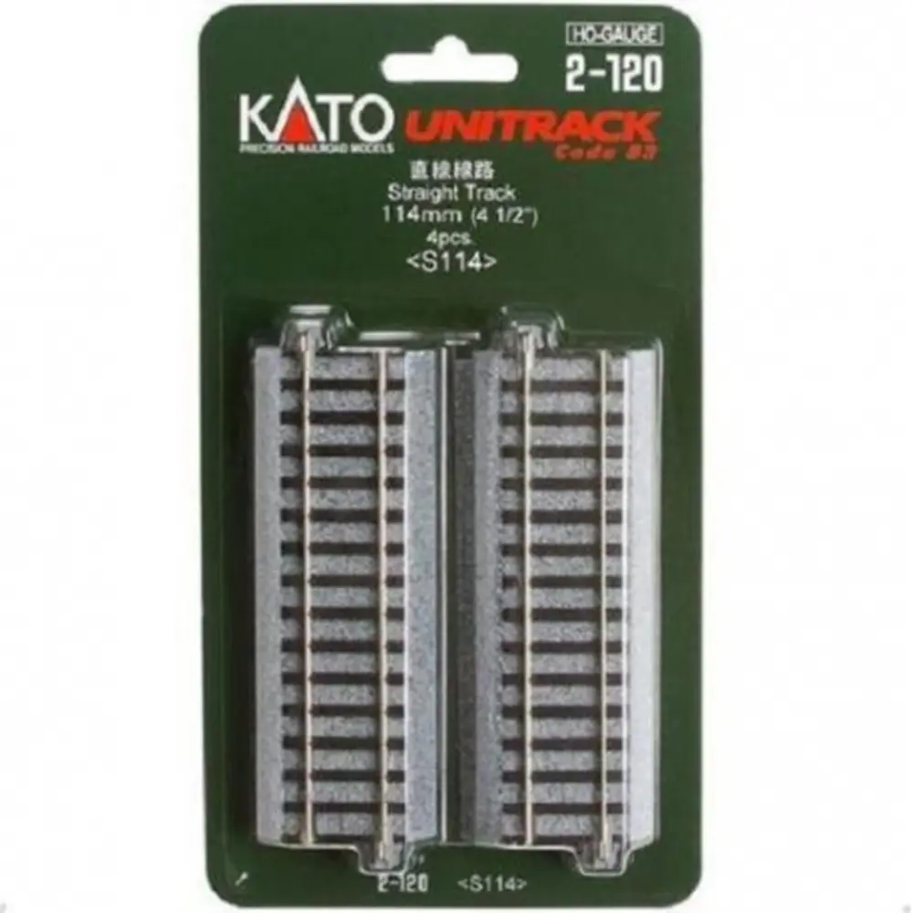 4 rails droits - 114mm - Kato 2-120 - HO 1/87