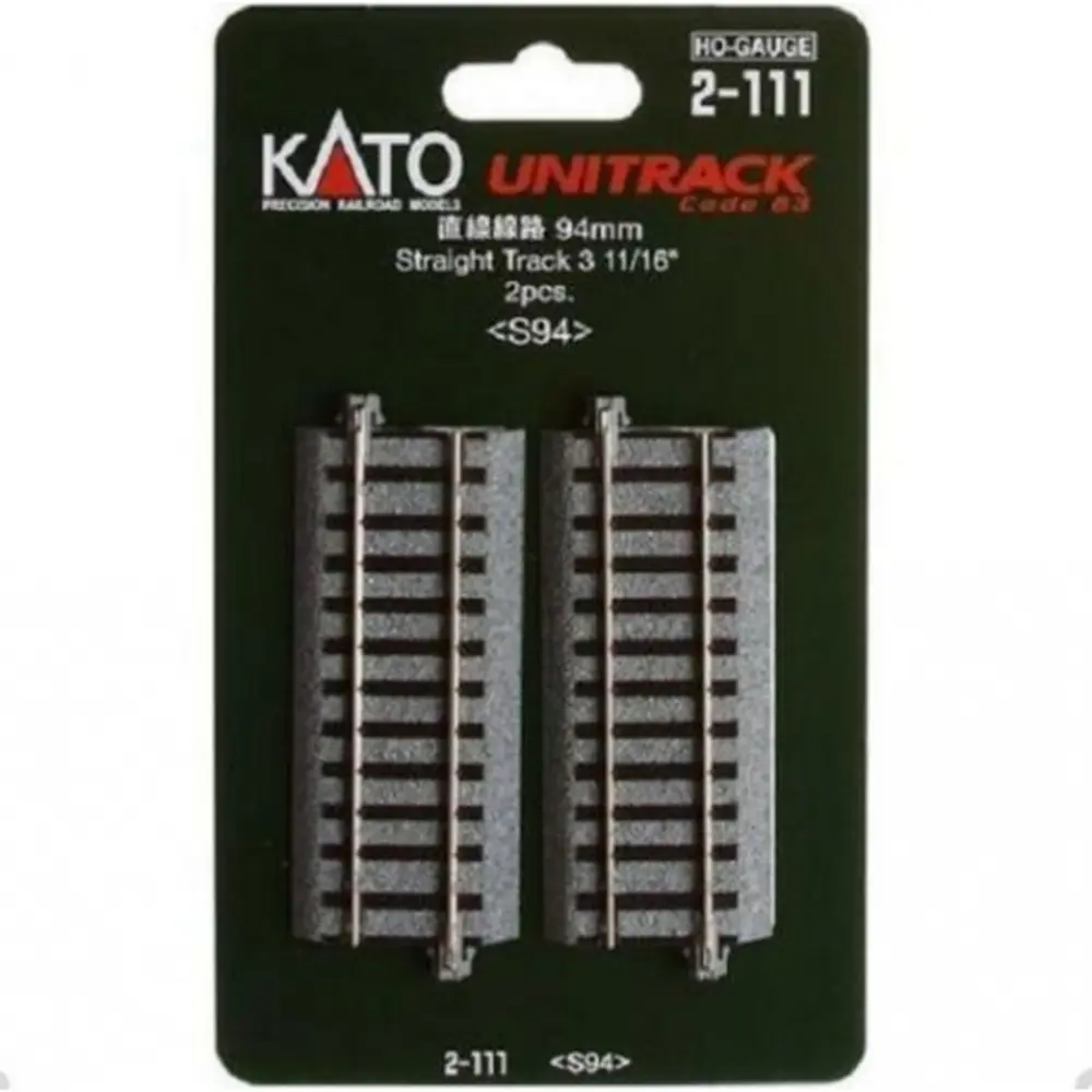 2 rails droits - 94mm - Kato 2-111 - HO 1/87