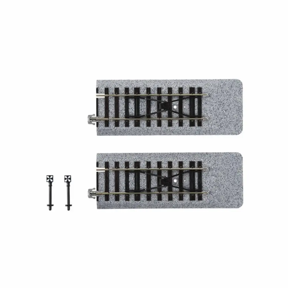 2 rails droits Unitrack 109 mm avec butoir - Kato 2-170 - HO 1/87 - 2R