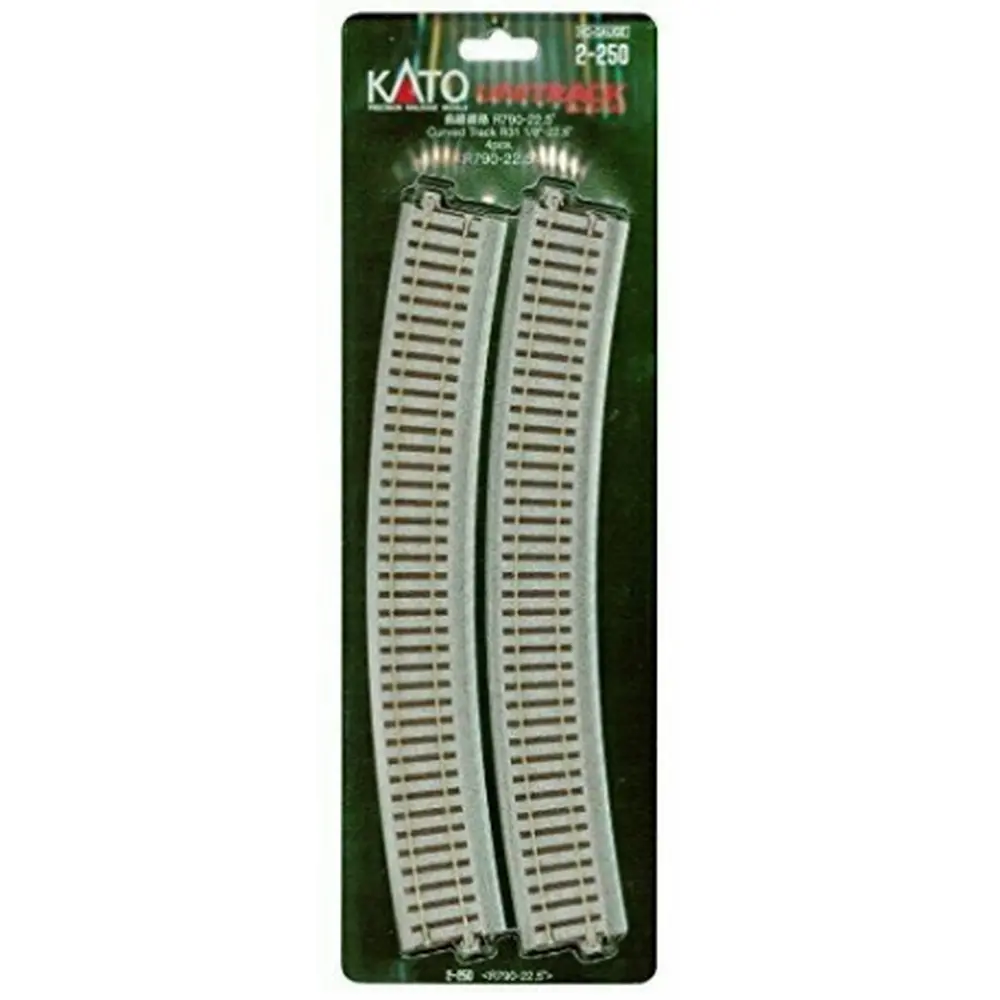 4 Voies courbes R790mm 22,5° - Kato 2-250 - HO 1/87