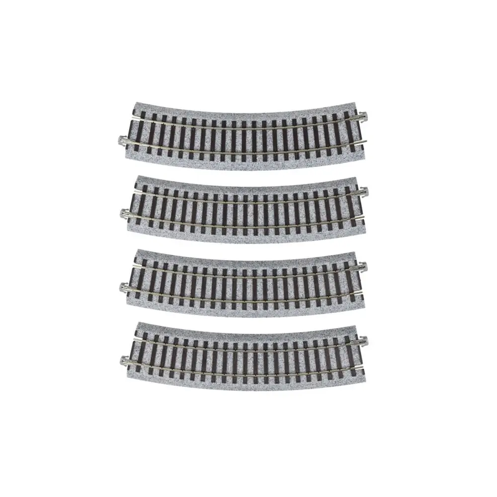 4 rails incurvés Unitrack (R430-22.5) 22,5 degrés - Kato 2-260 - HO 1/87