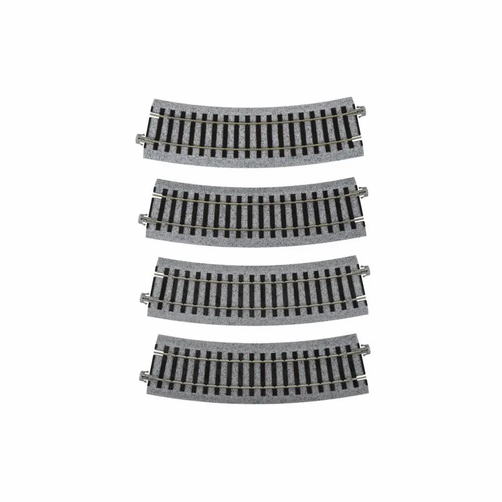 4 rails courbes Unitrack 370 mm 22,5° code 83 - Kato 2-280 - HO 1/87 - 2R