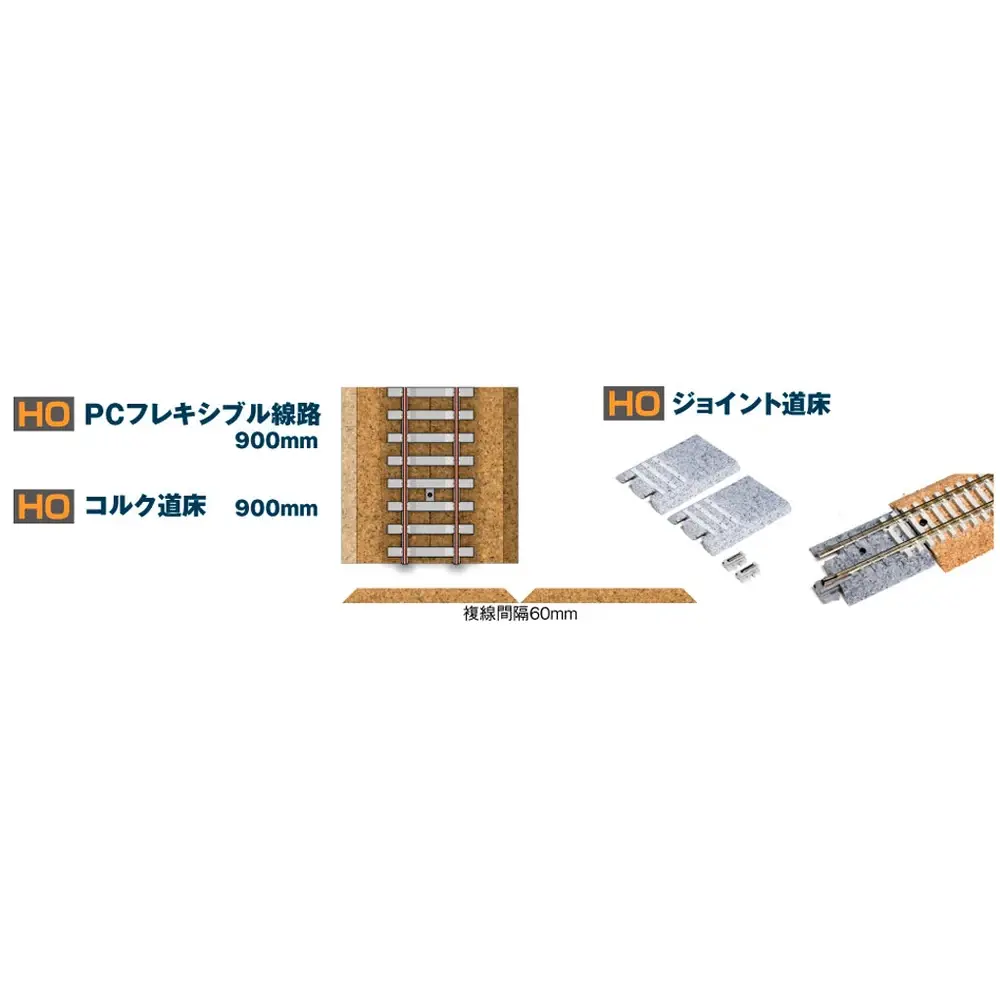 Plateforme en liège 900mm pour voie HO 1/87 - Kato 6-010