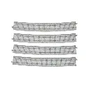 4 rails courbes traverses en béton Unitrack (R1546-11.25) - Kato 2-321 - HO 1/87