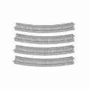4 rails courbes Unitrack 790 mm 22,5° code 83 - Kato 2-251 - HO 1/87 - 2R