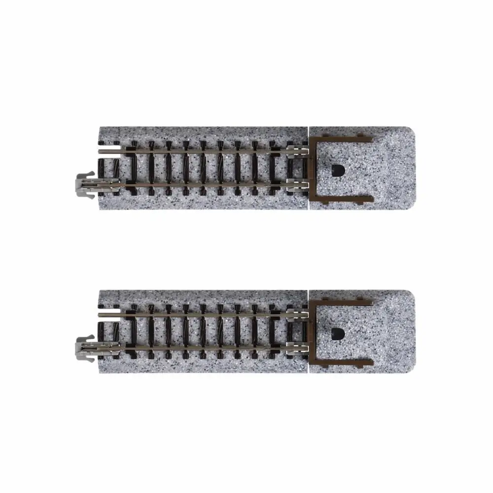 2 rails droits Unitrack 62 mm code 80 avec butoir type B - Kato 20-047 - N 1/160 - 2R
