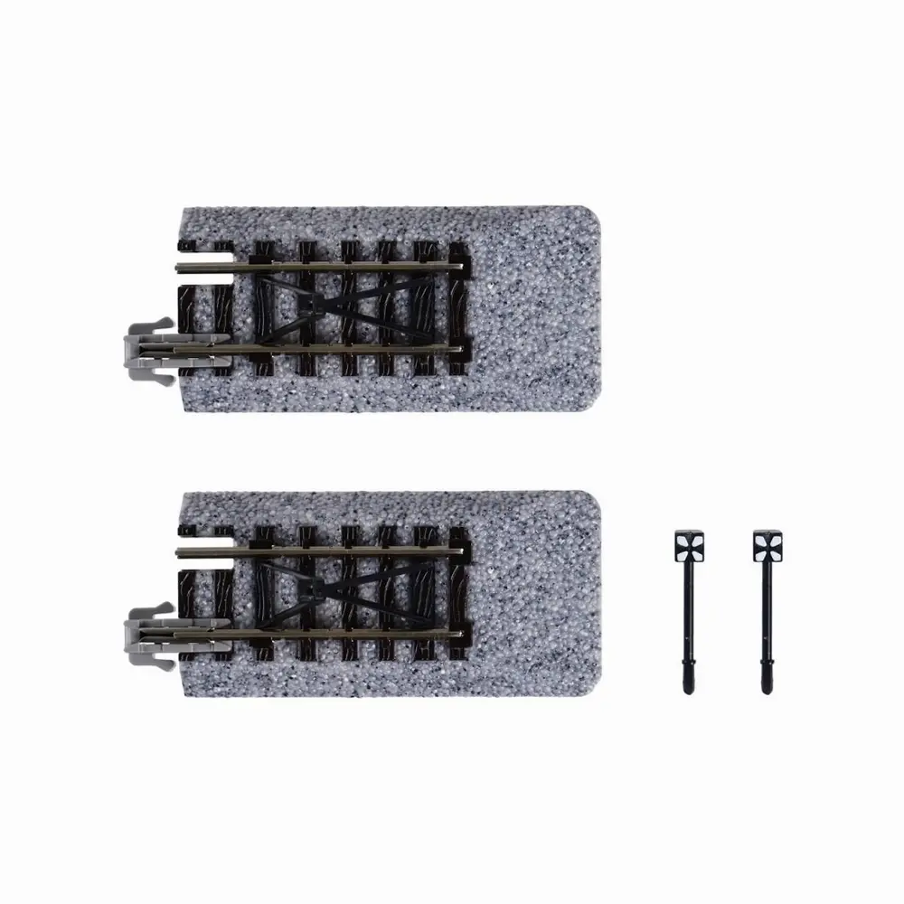 2 rails droits Unitrack 50,5 mm code 80 avec butoir type C - Kato 20-048 - N 1/160 - 2R