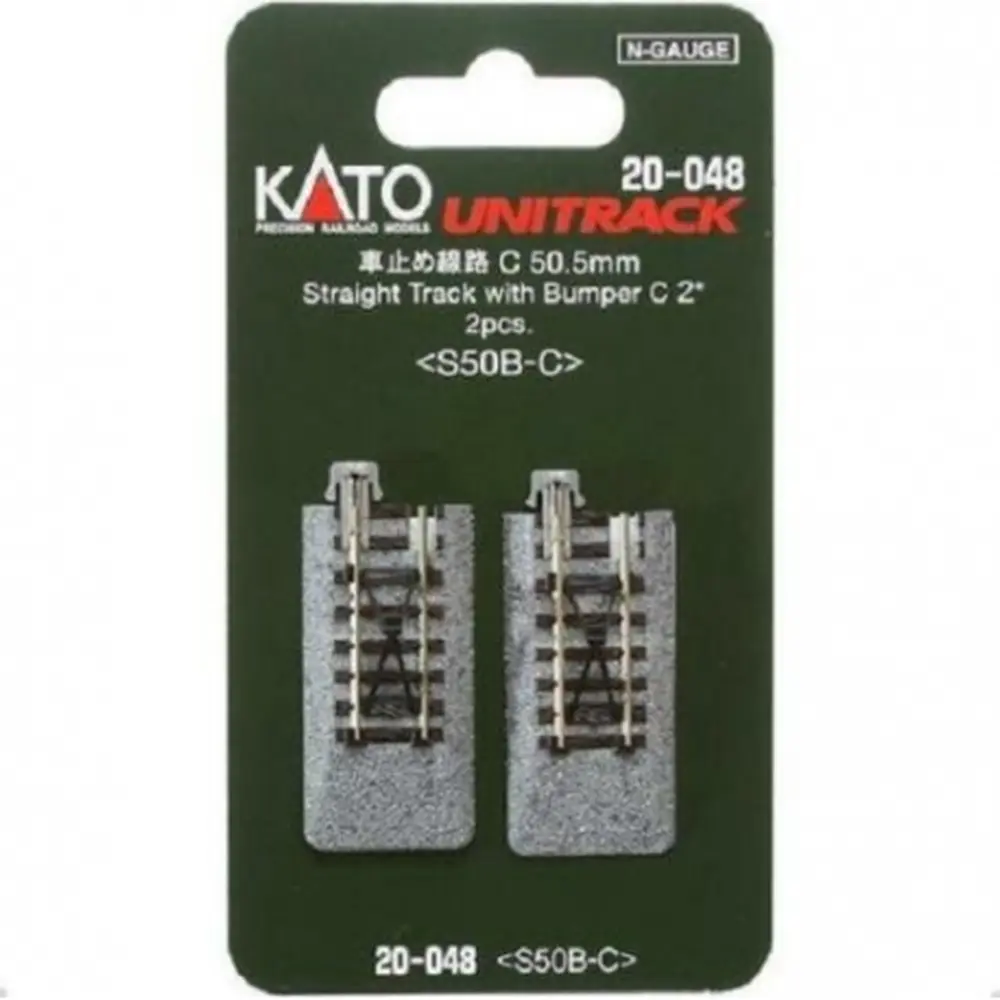 2 rails droits de 50,5?mm avec butoir type C pour voie Unitrack - Kato 20-048 - N 1/160