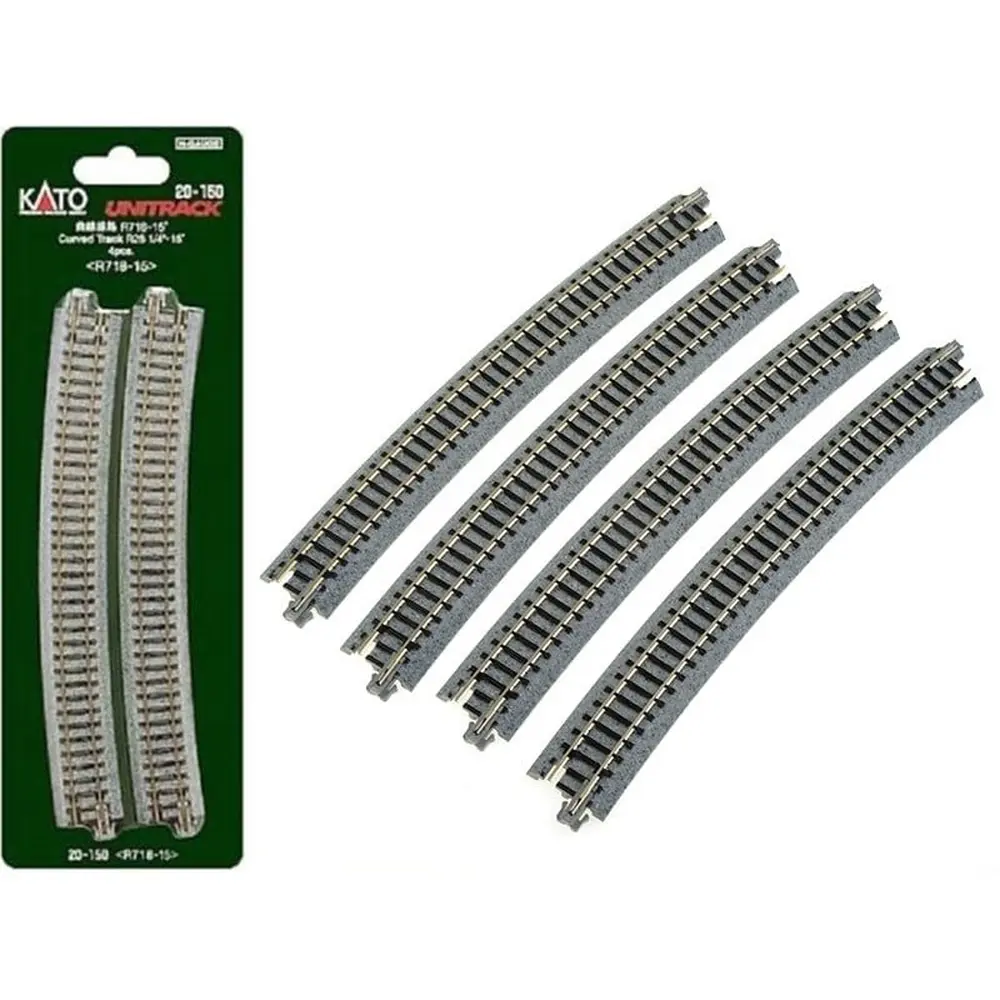 4 rails courbes R718mm 15° pour voie Unitrack - Kato 20-150 - N 1/160