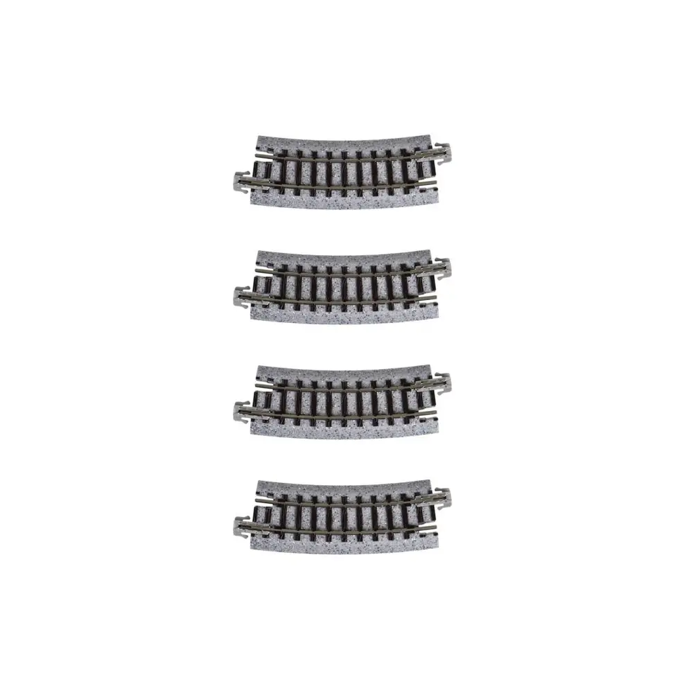 4 rails incurvés Unitrack (R249-15) 15 degrés - Kato 20-101 - HO 1/87