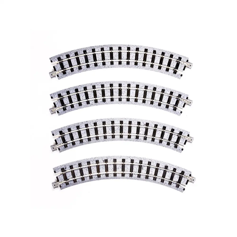 4 rails courbes Unitrack à voie étroite 183 mm 45° code 80 - Kato 52-220 - HOe / OO - 2R