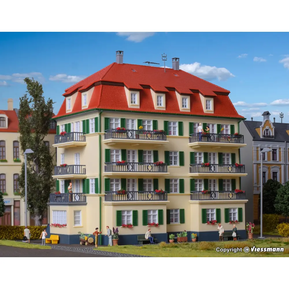 Immeuble d'appartements avec balcon - Kibri 38354 - HO 1/87