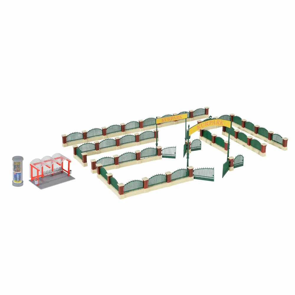Clôture pour jardin Anglais avec arrêt de bus - Kibri 38601 - HO 1/87