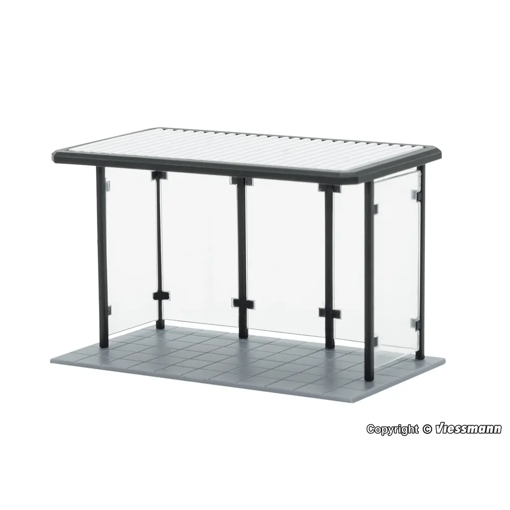 Arrêt de bus à toit plat et sol pavé  KIBRI 38179 - HO 1/87