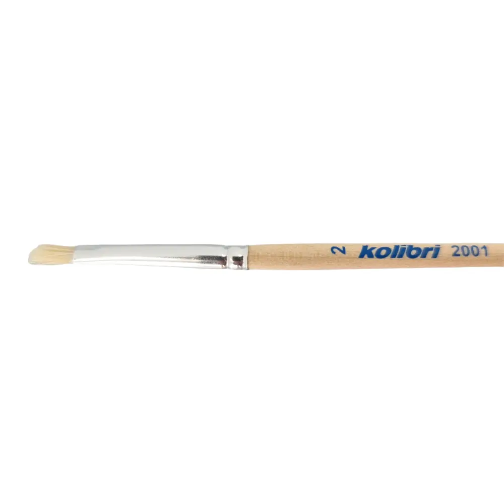 Pinceau en soie de porc naturelle - Manche bois N°02 - KOLIBRI 2001/02